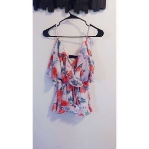 Francesca’s off the shoulder floral blouse